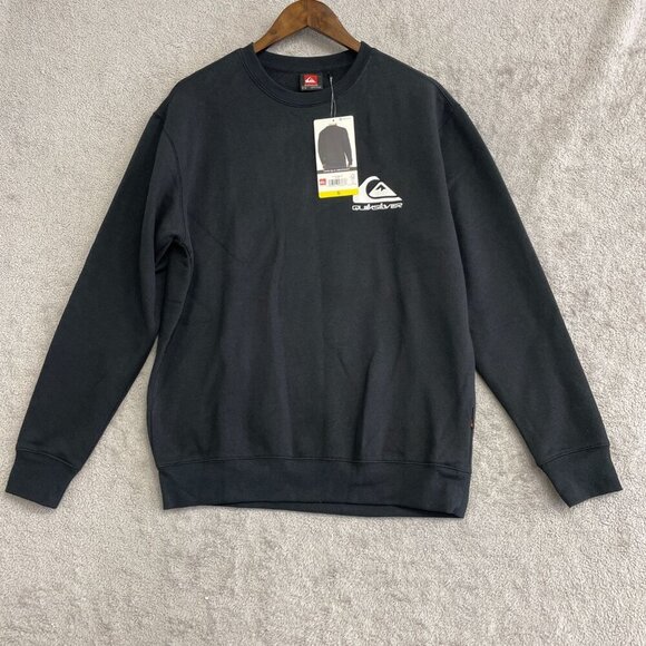 NEW Quiksilver Men's S Black Crewneck Sweatshirt Cotton/Polyester - Picture 2 of 10